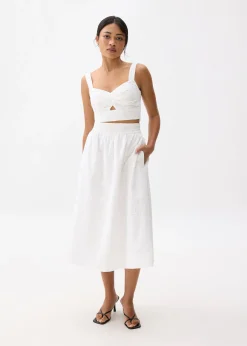 Padded Broderie V-neck Crop Top