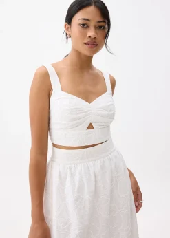 Padded Broderie V-neck Crop Top