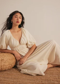 Padded Elastic Fit & Flare Midaxi Dress