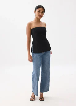 Padded Fitted Straight Neck Tube Top