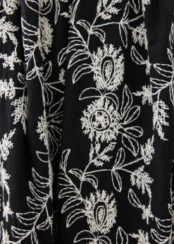 Padded Floral Broderie Fit & Flare Midaxi Dress