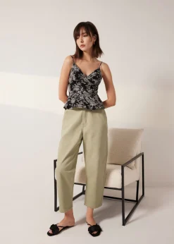 Padded Floral Peplum Camisole Top
