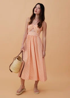 Padded Gingham Fit & Flare Midaxi Dress