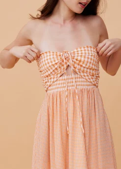 Padded Gingham Fit & Flare Midaxi Dress