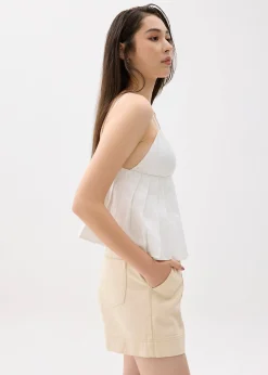 Padded Pleated Peplum Top