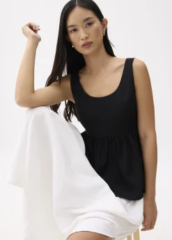 Padded Scoop Neck Peplum Top
