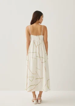 Patrize V-neck Babydoll Midi Dress in Golden Hour