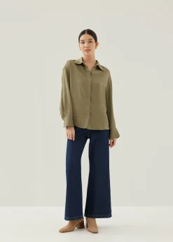 Pennie Satin Cuffed Sleeve Shirt