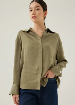 Pennie Satin Cuffed Sleeve Shirt