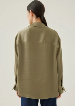 Pennie Satin Cuffed Sleeve Shirt