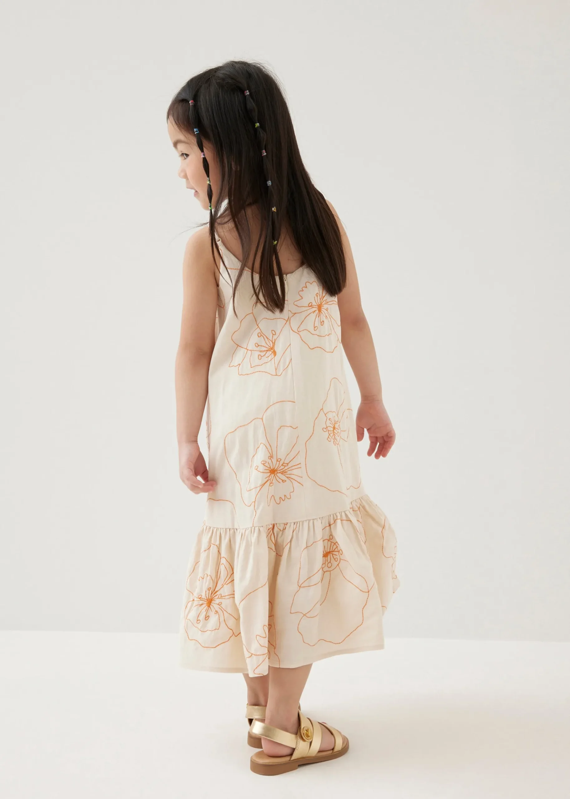 Pepita Embroidered Trapeze Midaxi Dress in Rekindled Blooms
