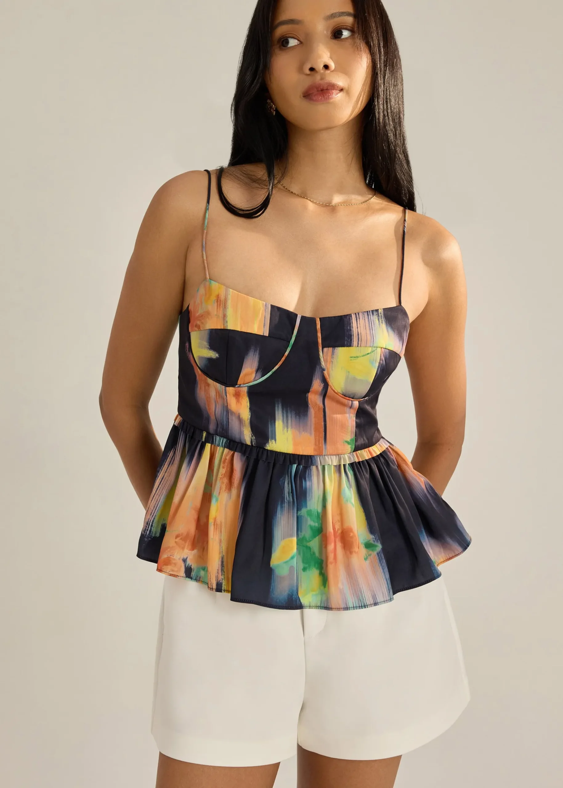 Peplum Camisole in Summer Haze