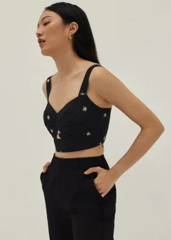 Perris Padded Embroidered Bustier Top