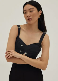 Perris Padded Embroidered Bustier Top