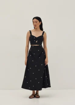 Perris Padded Embroidered Bustier Top