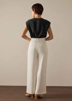 PETITE Leggy™ Alma Elastic Crepe High Waist Straight Leg Pants