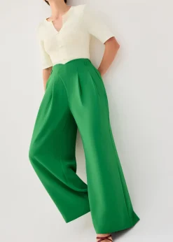 PETITE Leggy™ Nadine Crepe Asymmetric Waistband Straight Leg Pants