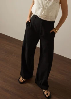 PETITE Leggy™ Pia Adjustable Hem Elastic Melange Straight Leg Pants