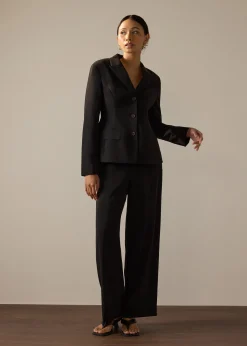 PETITE Leggy™ Pia Adjustable Hem Elastic Melange Straight Leg Pants