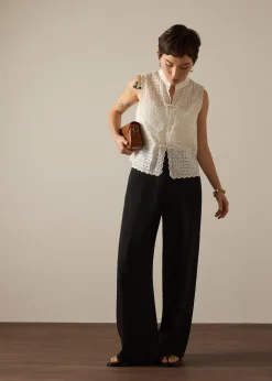 PETITE Leggy™ Pia Adjustable Hem Elastic Melange Straight Leg Pants