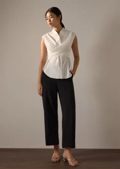 PETITE Leggy™ Pia Adjustable Hem Elastic Melange Straight Leg Pants