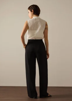 PETITE Leggy™ Pia Adjustable Hem Elastic Melange Straight Leg Pants