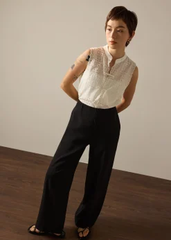 PETITE Leggy™ Pia Adjustable Hem Elastic Melange Straight Leg Pants