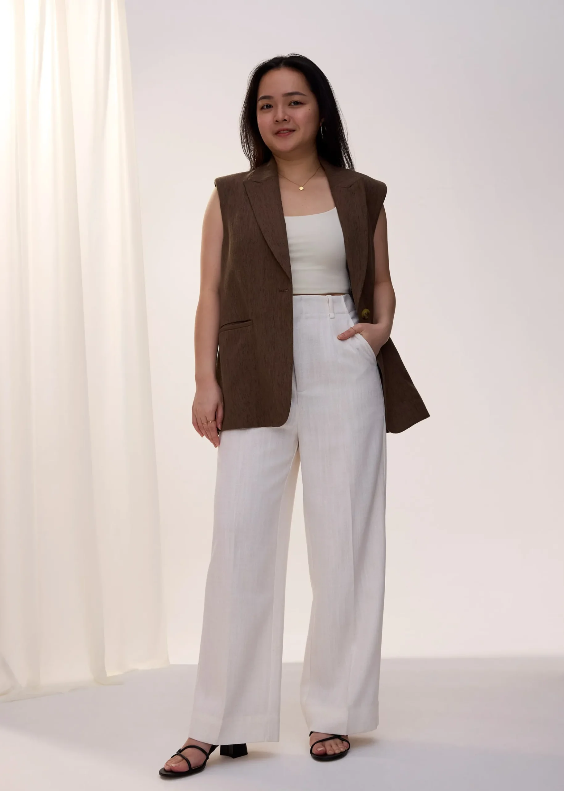 PETITE Leggy™ Seva Textured Super High Waist Straight Leg Pants