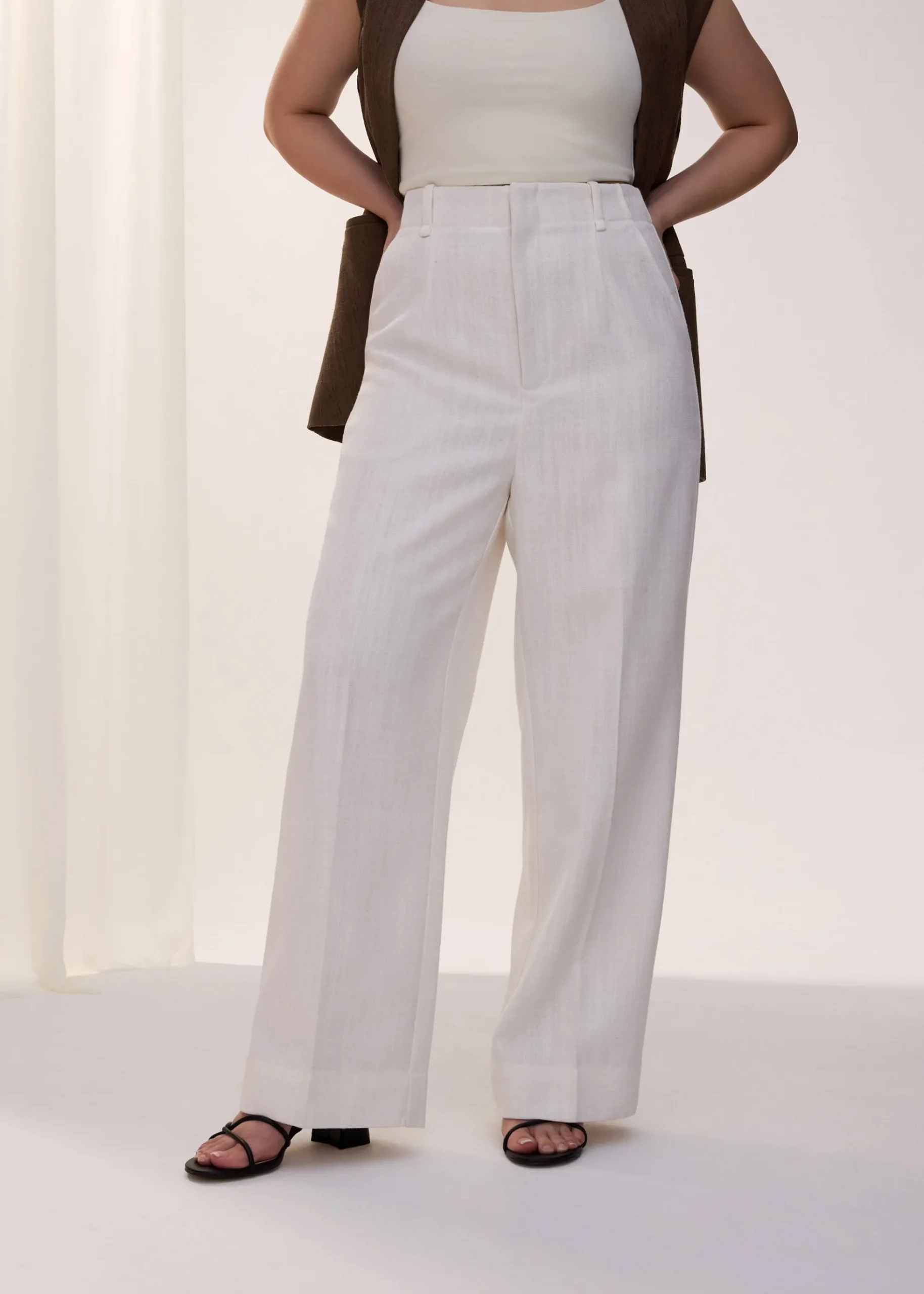 PETITE Leggy™ Seva Textured Super High Waist Straight Leg Pants