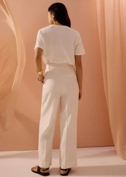 PETITE Leggy™ Seva Textured Super High Waist Straight Leg Pants