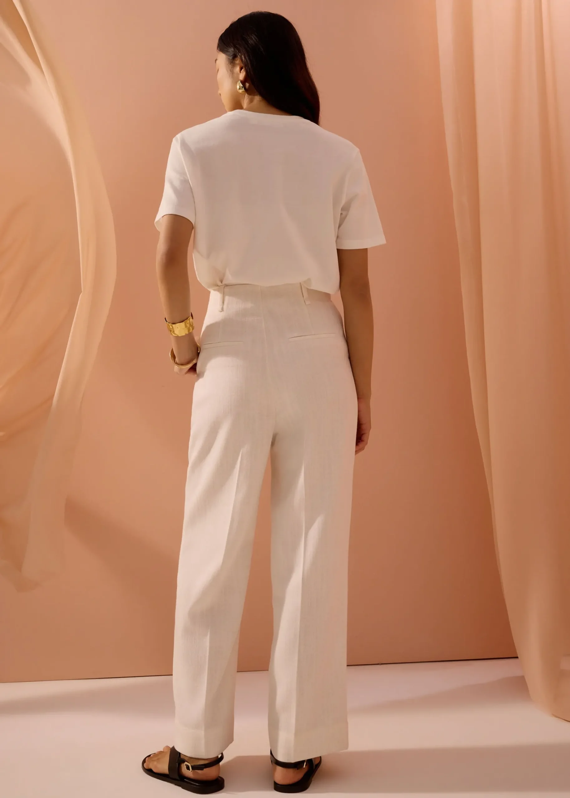PETITE Leggy™ Seva Textured Super High Waist Straight Leg Pants