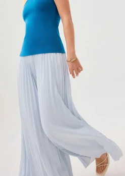 PETITE Leggy™ Wei Elastic Sunray Pleated Palazzo Pants