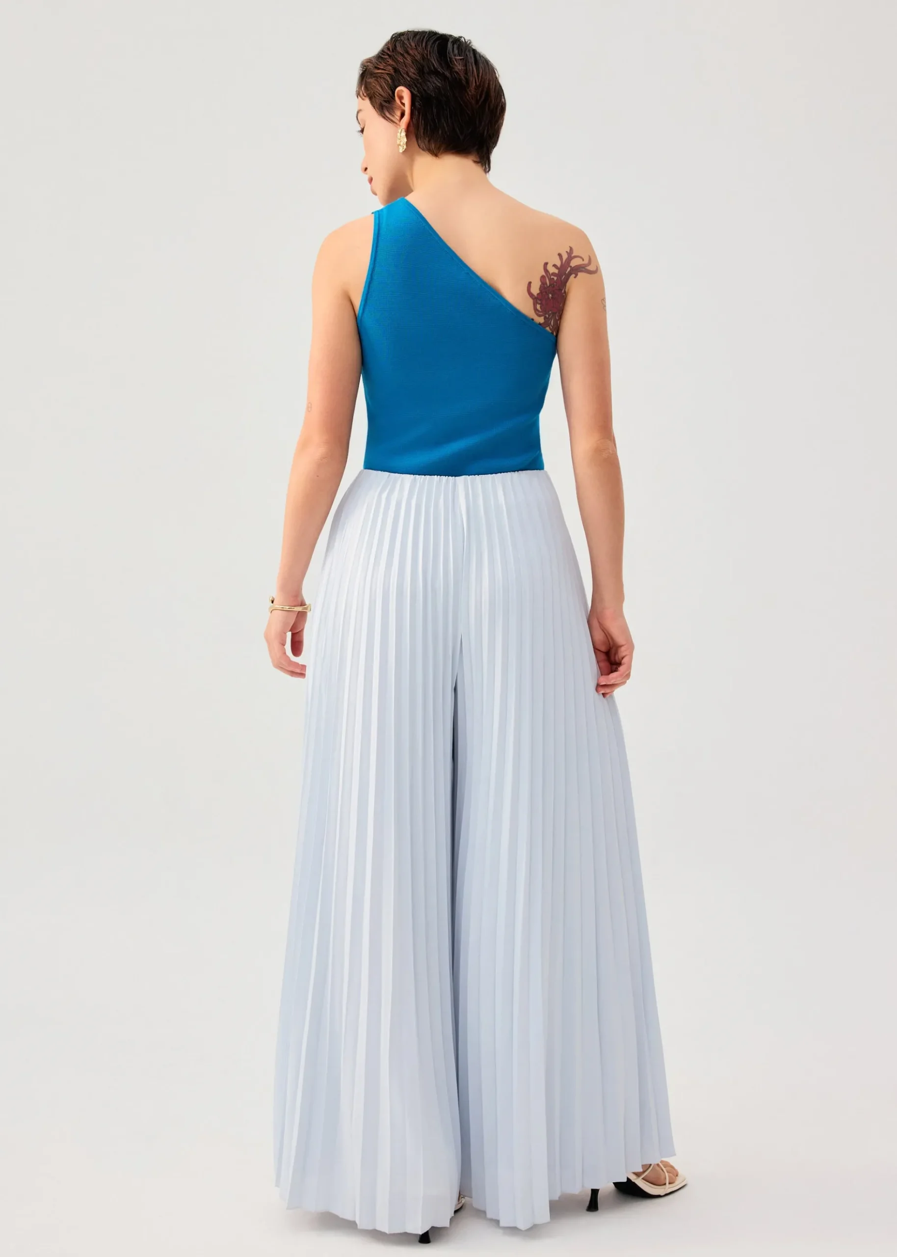PETITE Leggy™ Wei Elastic Sunray Pleated Palazzo Pants