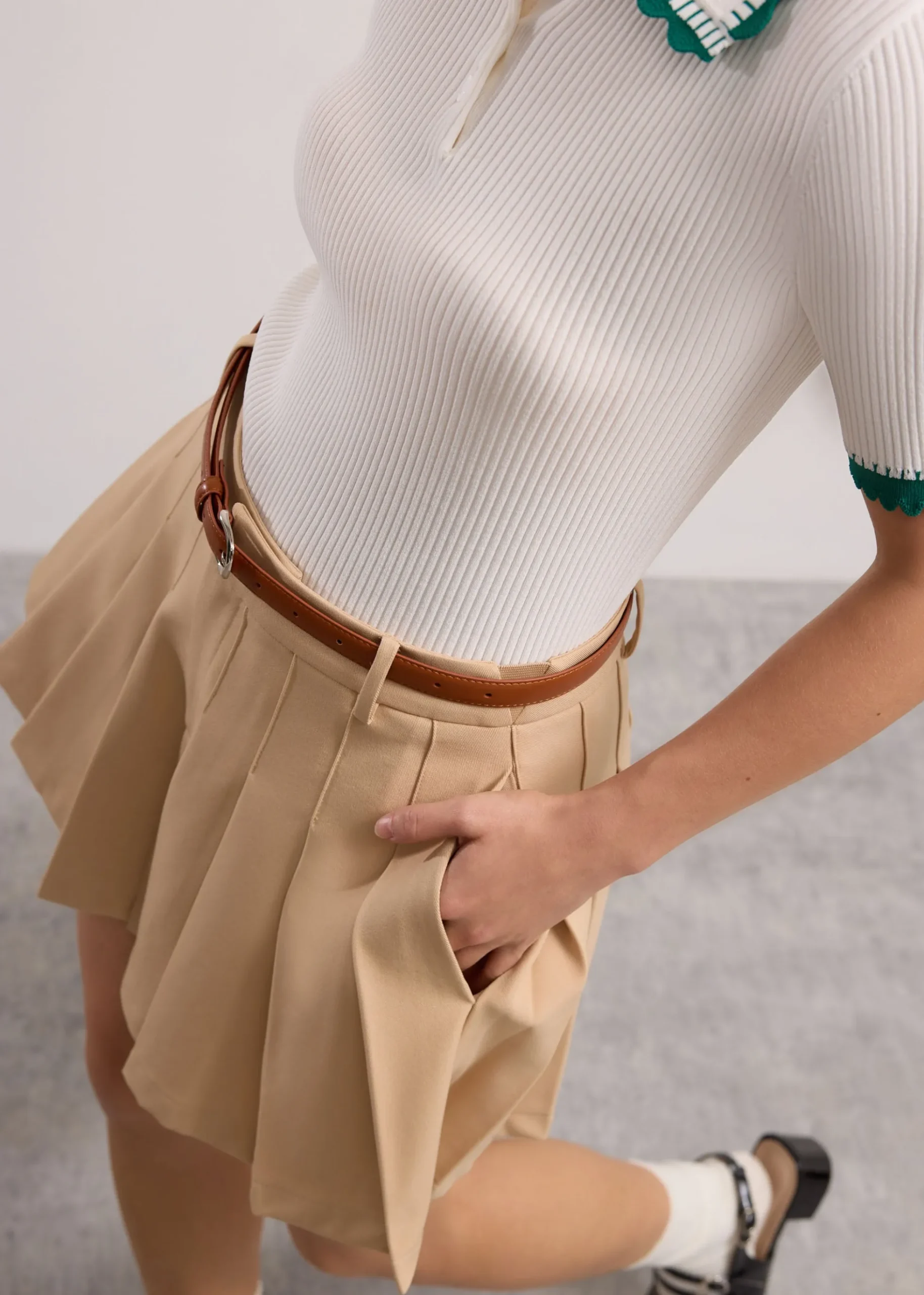 Pleated Flare Mini Skirt
