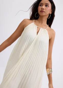 Pleated Trapeze Halter Midaxi Dress