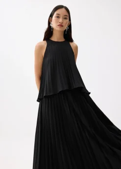 Pleated Trapeze Maxi Dress
