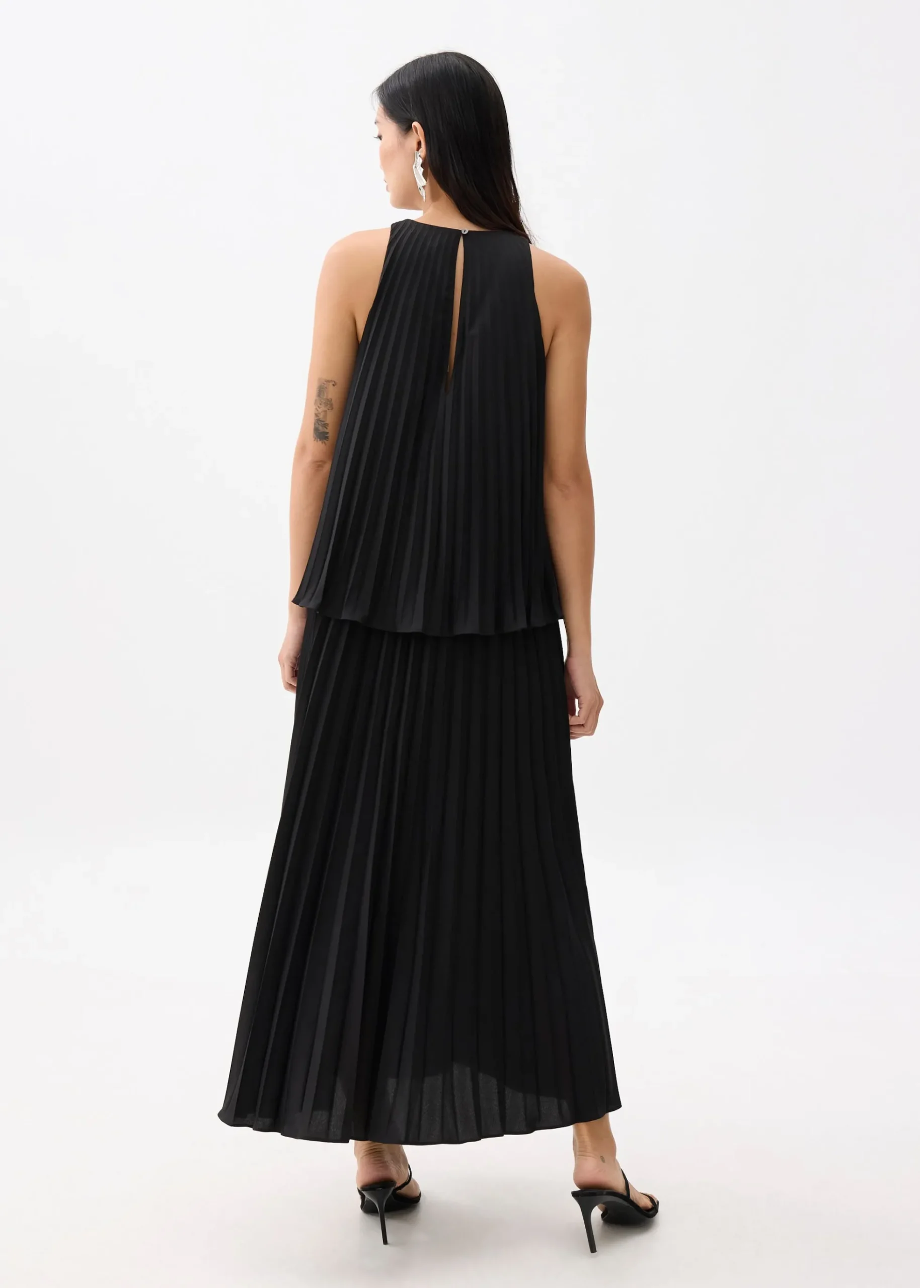 Pleated Trapeze Maxi Dress