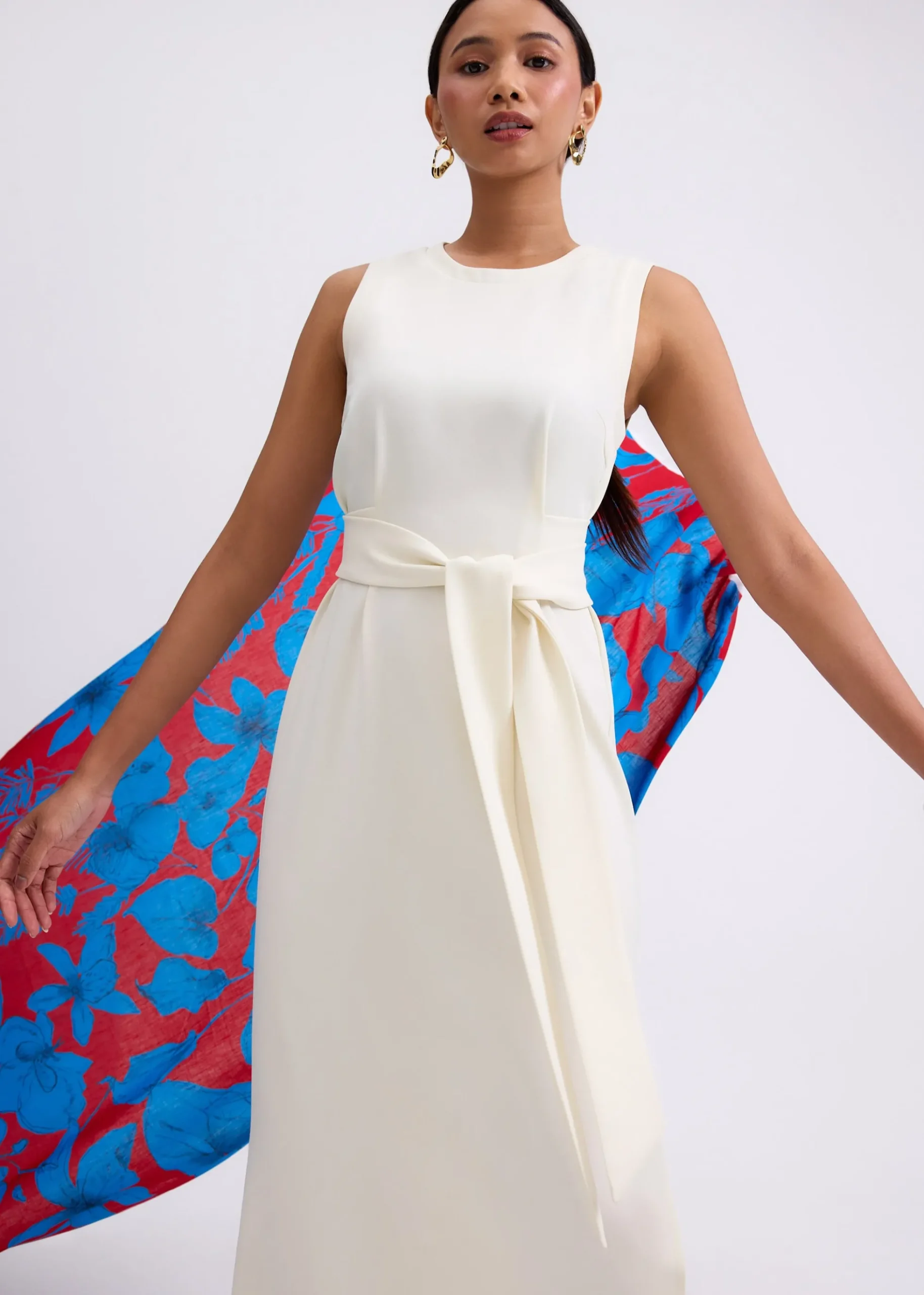 Poppy Round Neck Column Midi Dress