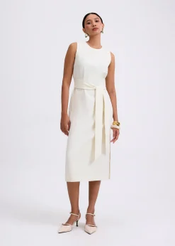 Poppy Round Neck Column Midi Dress