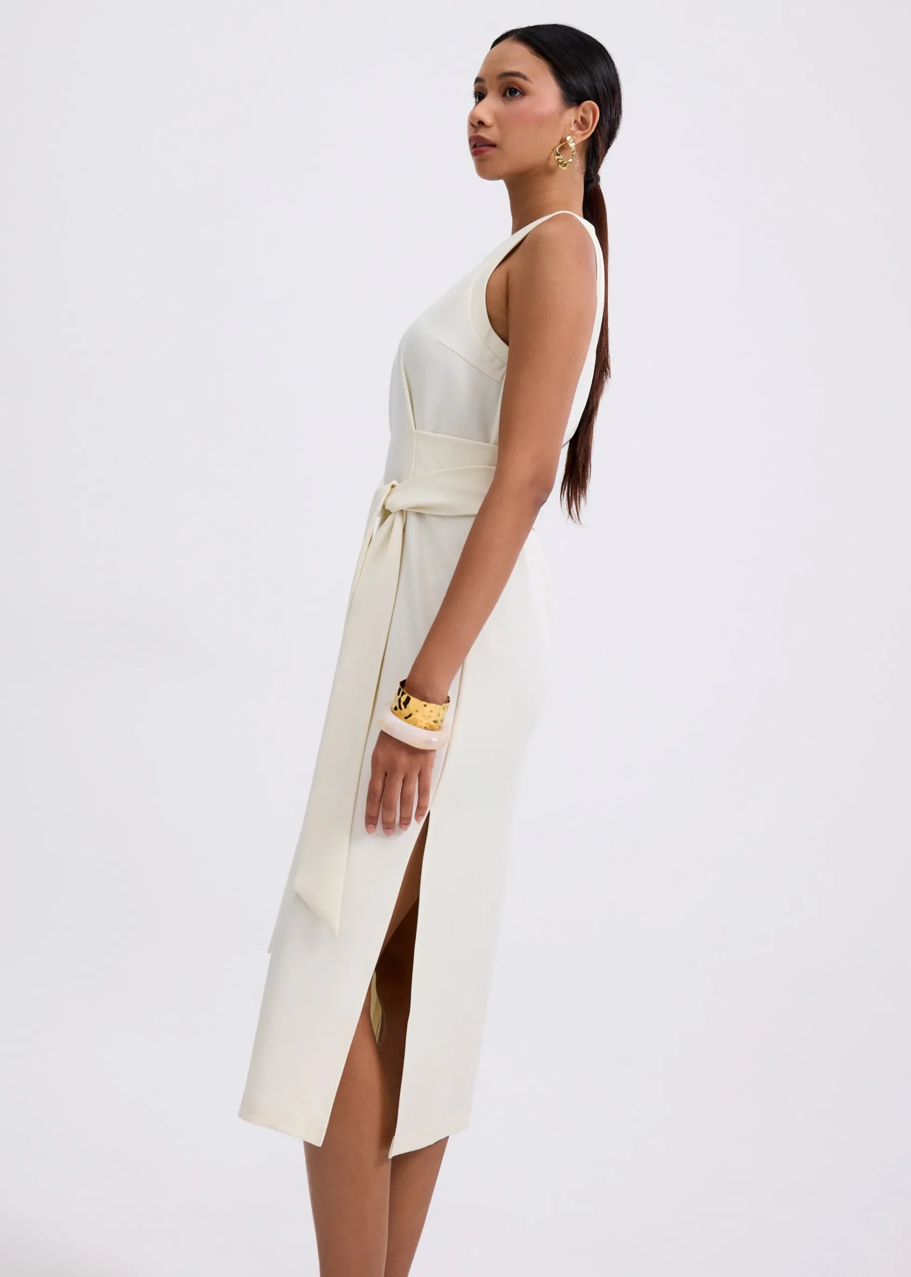 Poppy Round Neck Column Midi Dress