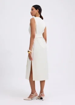 Poppy Round Neck Column Midi Dress