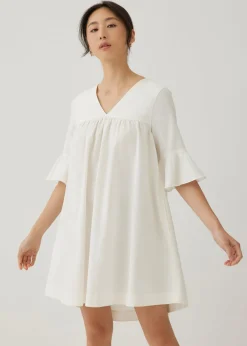 Pristine Cotton Frill Sleeve Dress