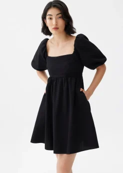 Puff Sleeve Babydoll Mini Dress