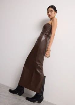 Rachel Vegan Leather Column Maxi Skirt