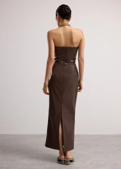 Rachel Vegan Leather Column Maxi Skirt