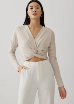 Rebekah Cupro Knotted Crop Top