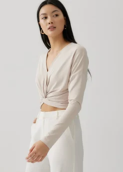 Rebekah Cupro Knotted Crop Top