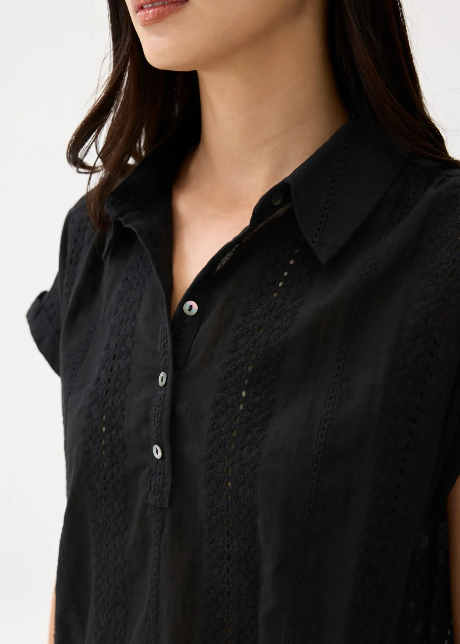 Relaxed Broderie Collared Shirt