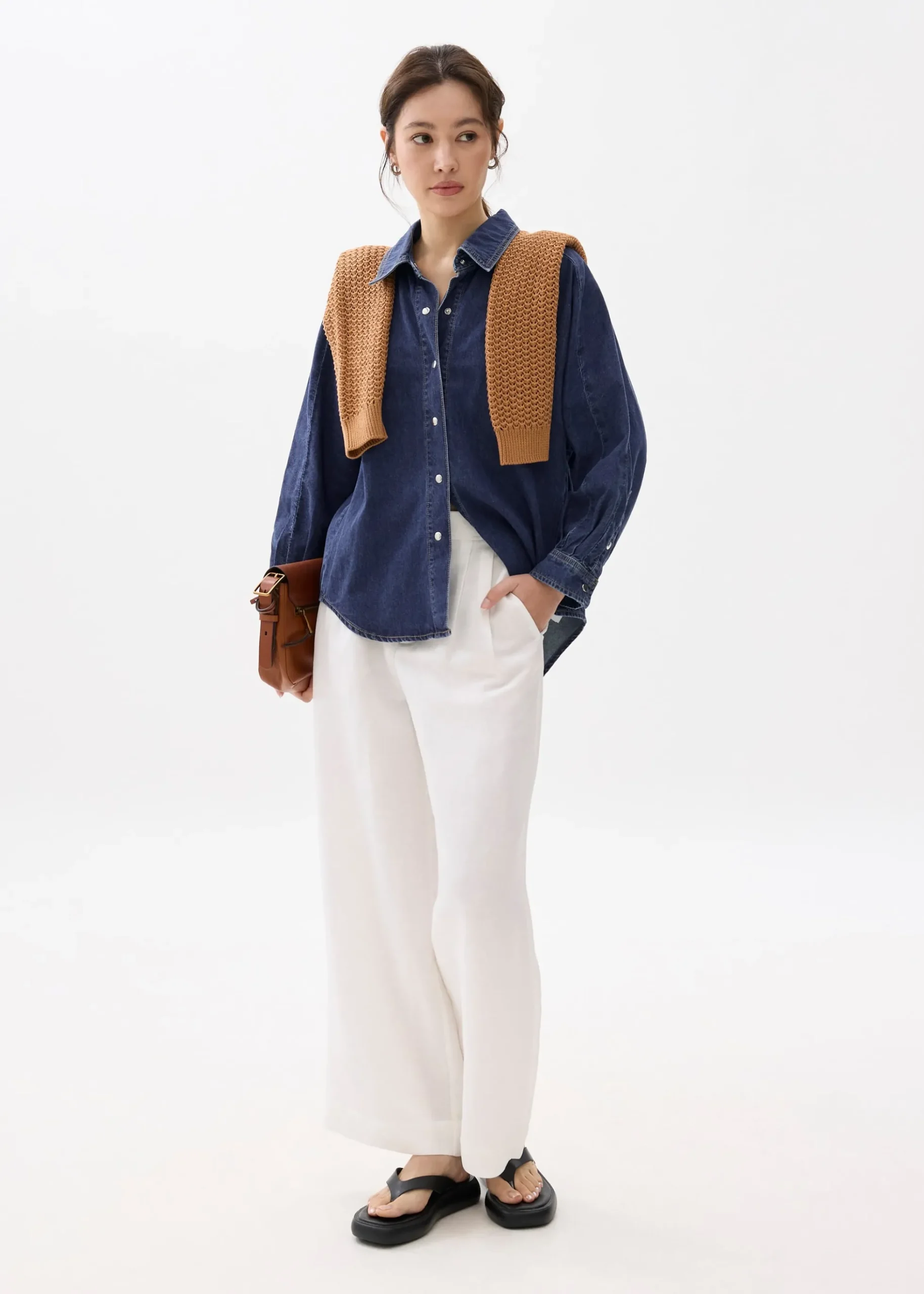 Relaxed Denim Collared Shirt