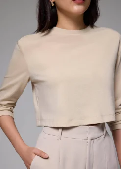 Relaxed Jersey Crop Long Sleeve Top